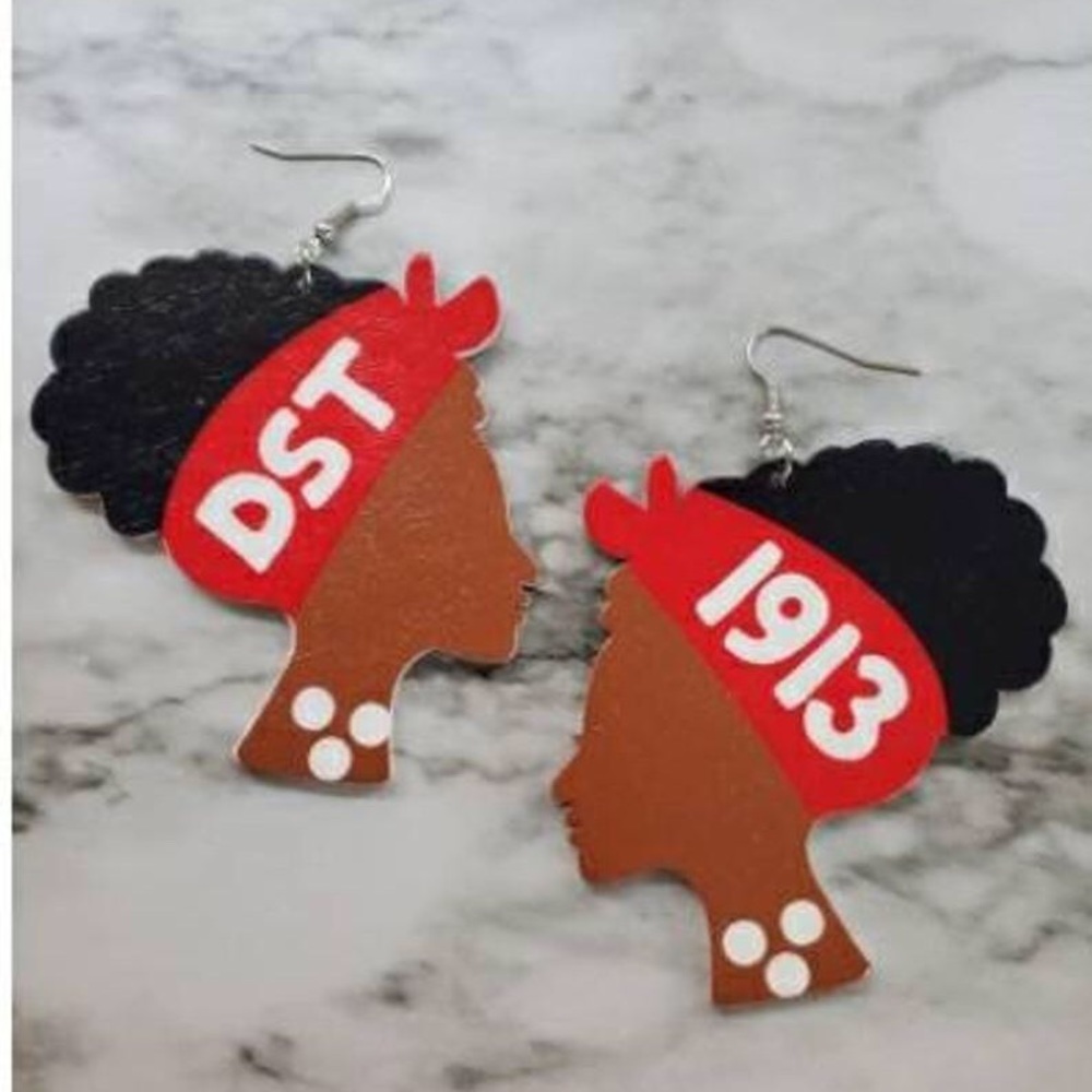 Inspired delta sigma theta wooden earrings